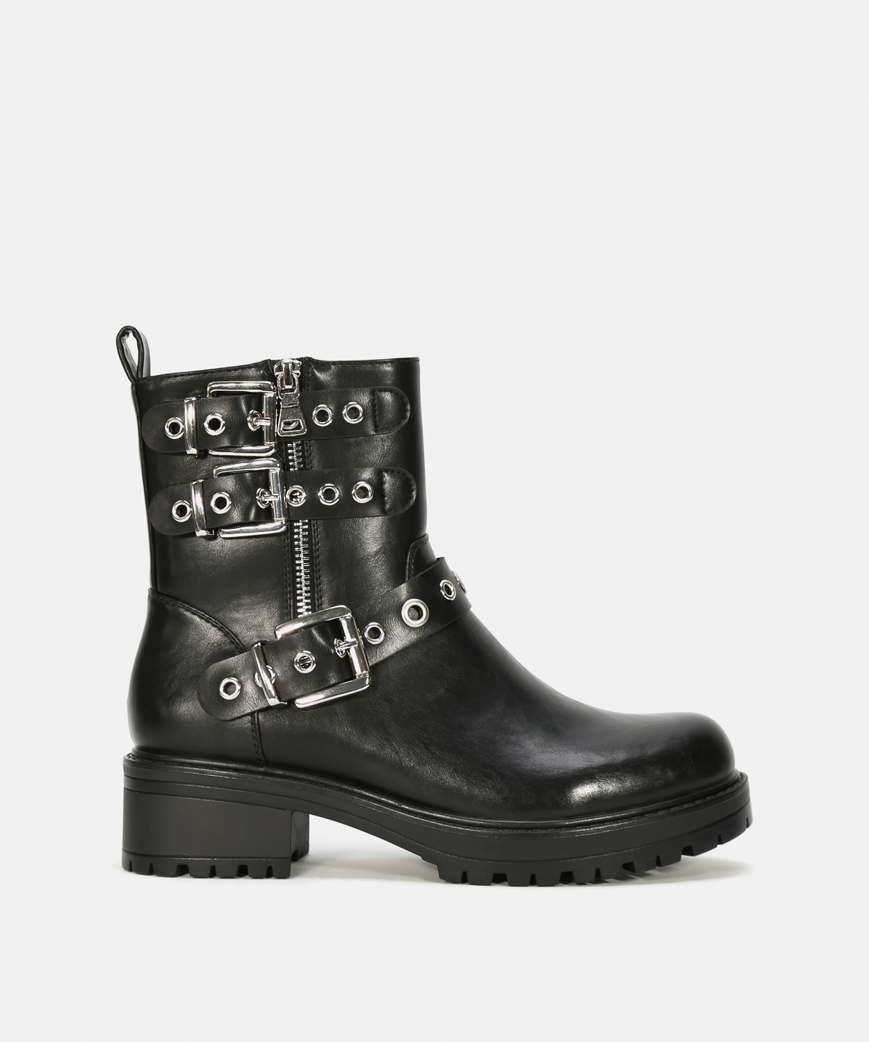 Botins pretos plataforma fivelas image number null